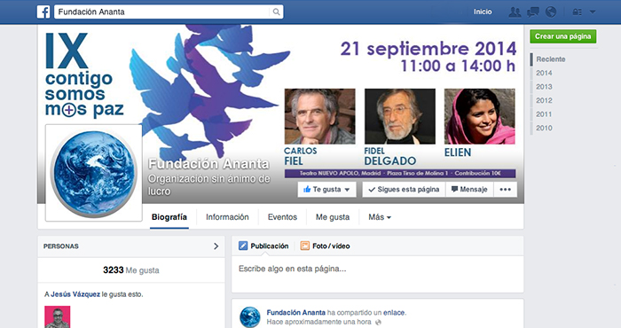 Marketing digital social media Facebook Fundación Ananta